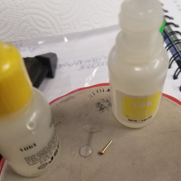 New 14K Gold Genuine Nose Stud Ring w Diamond CZ Stone - Picture 7 of 8